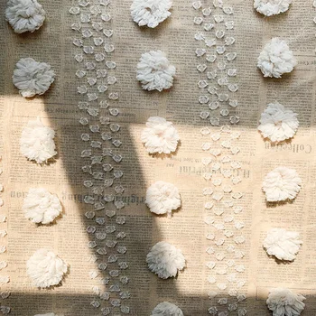 Lino imitacija trimatis žakardo skintų gėlių kailio kamuolys Šveicarijos taško audinio 