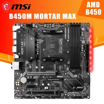 Lizdas AM4 MSI B450M SKIEDINIO MAX Plokštės DDR4 64B PCI-E 3.0 2 M. Display Port Desktop B450 Mainboard AM4 3500X 3600 Panaudota