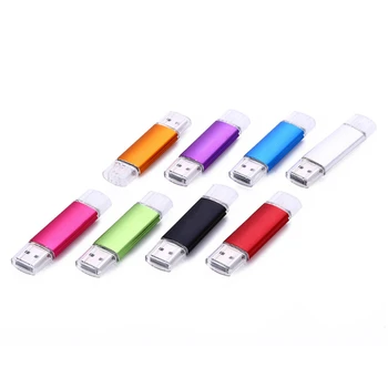 LOGOTIPĄ Metalo Spalvotų OTG USB Flash Drive, Pen Drive 4gb 8gb 16gb 32gb 64gb Pendrive USB2.0 Stick Išmaniųjų Telefonų/VNT Dovanos