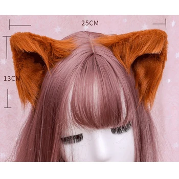 Lolita Girl Plaukų Aksesuaras Rankų Kačių Ausys Cos Modeliavimas Gyvūnų Vilkas Lapė Ausis Katė Įrašą KC Mielas iškamša Ausis Hairwear