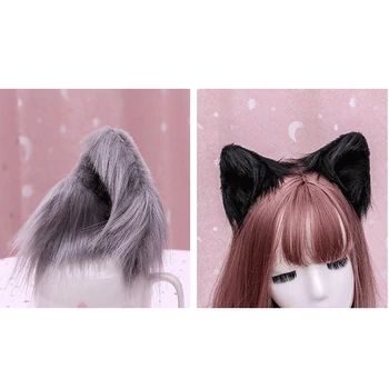 Lolita Girl Plaukų Aksesuaras Rankų Kačių Ausys Cos Modeliavimas Gyvūnų Vilkas Lapė Ausis Katė Įrašą KC Mielas iškamša Ausis Hairwear