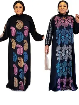 LQT06 DHL-ilgomis Rankovėmis suknelė Dubajaus Moterų ruožas +šifono ilgą virvę suknelė akmenys modelis Afrikos Boubou Skraiste