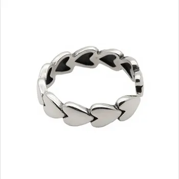 LULU-KIAULIŲ 2021 Nauja 925 sterlingas sidabro Paprasta sklandžiai meilės žiedas moterų atidarymo korėjos versija Sen širdies į širdį žiedas J01021