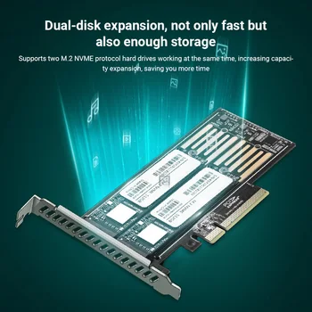 M. 2 Riser Card M. 2 NVME PCI-E X8 Dual Diskas Kietasis Diskas SSD Adapteris Plėtros Kortelę už PCIE X8 X16K Lizdą pagrindinėje Plokštėje