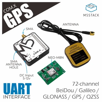 M5Stack europos sąjungos Oficialusis COM.GPS modulis (NEO-M8N) su Antena ESP32 Plėtros Taryba Krovimas Modulio Nustatymo