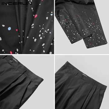 Mada Vyrams, Atsitiktinis Kelnės Mygtuką Spausdinti Poilsiu Kišenės Streetwear korėjos Tiesios Kelnės 2021 Pantalones Hombre INCERUN S-5XL