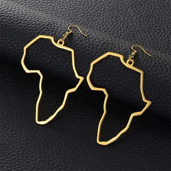 Madinga Didelis Perdėti Auskarai Afrikos Žemėlapis Didesni Auskarai Aukso Spalvos Sidabro Spalvos Afrikos Etninės Papuošalai