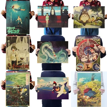 Madinga Japonų Anime Hayao Miyazaki Senovinių Plakatų Kraft Popieriaus, Lipduko 