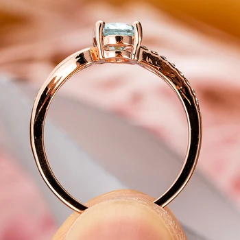 Madinga Sky Blue Crystal Klasikinių Vestuvinių Žiedų Moterų Micro Apdaila Baltas Cirkonis Elegantiškas Moteris Kasdien Dėvėti Papuošalai Nuotaikos Žiedas