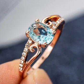Madinga Sky Blue Crystal Klasikinių Vestuvinių Žiedų Moterų Micro Apdaila Baltas Cirkonis Elegantiškas Moteris Kasdien Dėvėti Papuošalai Nuotaikos Žiedas