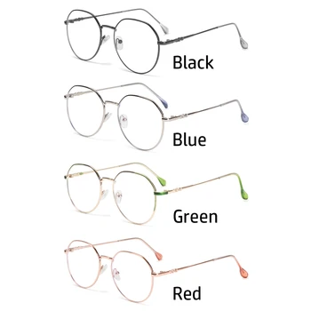 Mados anti-mėlyna šviesa ultralight metalo apvalus rėmo akiniai, unisex anti-ultravioletinių trumparegystė akiniai, akiniai -1.0~-4.0