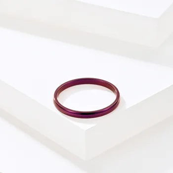 Mados Dizaineris-Paprastas 2mm Vienu Uodegos Žiedas Pora Žiedas iš Titano Plieno Vakuuminis Auksu Purpurinis Žiedas Papuošalai