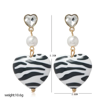 Mados Geometrinis Širdies Zebra Modelis Lašas Auskarai Moterims Kristalų Mielas Romantiška Panele Elegantiški Auskarai Papuošalai, Dovanos