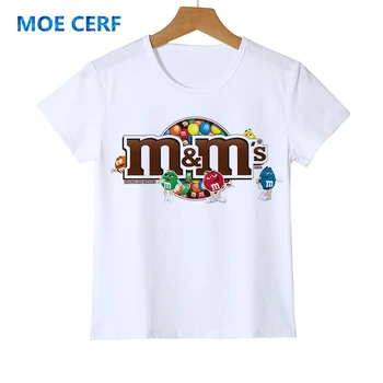 Mados kid t-shirt 3D Berniukas/Mergaitė šokolado pupelės MM spausdinimo juokinga streetwear marškinėliai Anime Trumpas Rankovės Kūdikio Marškinėliai Z47-4