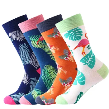 Mados kojinės moterų ir Vyrų juokinga Išgalvotas Medvilnės aukštos tendencija, laimingas, prabangus mielas spausdinti aukštos tendencija modelis Poros Flamingo kojinės