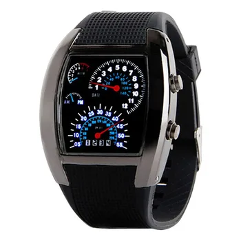 Mados moterų laikrodžiai Aviacijos Turbo Dial Flash LED Laikrodį Dovanų Mens Lady Automobilių Sporto Skaitiklio laikrodis reloj mujer relogio feminino