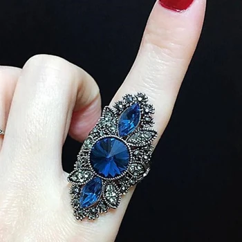 Mados Moterų Žiedai Mėlyni Kalnų Krištolas Lapų Prabangūs Žiedai Nuotakos Vestuvių, Sužadėtuvių Juostų Gimtadienio Dovana Mergina Papuošalai