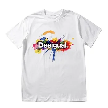 Mados Nauja Desigual Spalvos Atspausdintas T-shirt Grafikos Tees Mens Marškinėliai trumpomis Rankovėmis O Kaklo Viršūnes