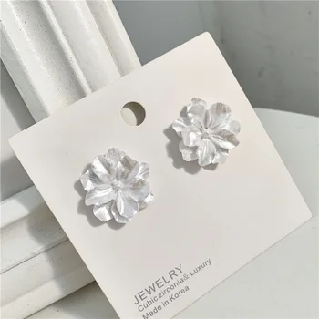 Mados Paprastas Baltas Gėlių Pearl Drop Auskarai korėjos Elegantiškas Žiedlapis Nepriklausomo Auskarai Moterims, Merginos Ausies Papuošalai Dovanų Didmeninės