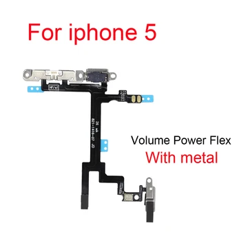 Maitinimo Mygtukas On Off Flex Cable For iPhone 5 5C 5S SE Max Nutildymo ir Garsumo Mygtuką Perjungti Mygtuką Power Flex Kabelis Su Metalo Dalys