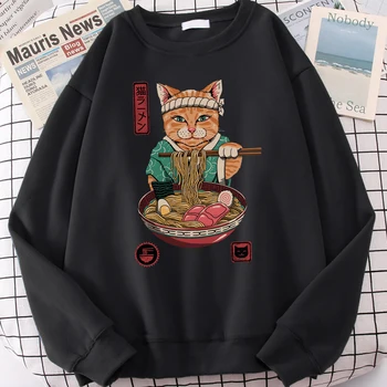 Makaronai katės mielas japonija stiliaus Shinobi katė Vyrų Hoodies Palaidinės 2021 Vyrų Streetwear Black Unisex Hoodie Hiphop Žiemos Hoodies