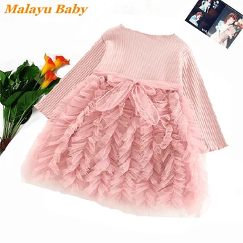 Malayu Baby Girl Princesė Dress 2021 Naują Pavasario Rudens Mielas Vaikas ilgomis rankovėmis Suknelė 2-6 Metų Vaikams Akių Sujungimas Šalies Tortas Suknelė