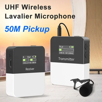MAMEN UHF Bevielio Mikrofono Sistema Lavalier Mic su Siųstuvas, skirtas SLR Fotoaparatas Išmaniojo telefono Vaizdo Interviu Įrašyti Mikrofonas