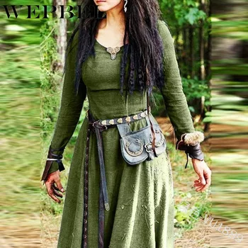 Mandylandy Moterų Viduramžių Ilgomis Rankovėmis Suknelę, Apsiaustą Senovinių Pasakų Elven Suknelė Renesanso 