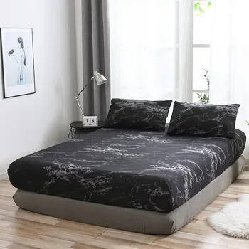 Marmuro spausdinti lova įrengtas Lapas Čiužinys Padengti Keturi Kampai paklodės su elast Juosta patalynės Amerikos, Europos dydžio Užvalkalas