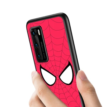Marvel Spiderman logotipą, Huawei P40 30 P20 Pro P10 P8 P9 Lite RU E Mini Plus 2017 2019 Juodas Telefonas Padengti