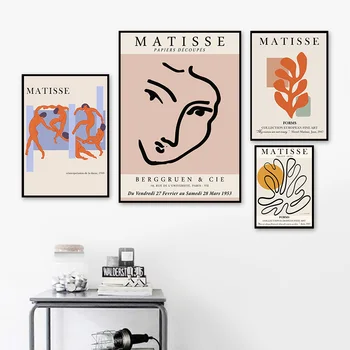 Matisse Mergina Linijos Abstrakčiai Tropinių Augalų Sienos Meno Tapybos Drobės Už Kambarį Šiaurės Plakatai Ir Spausdina Sienos Nuotraukas