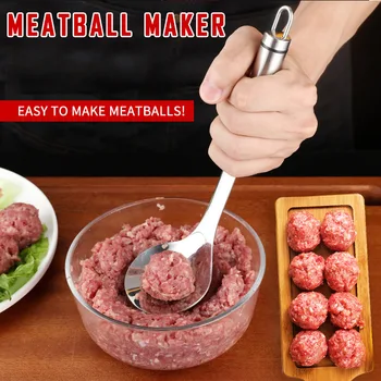 Meatball Šaukštas Maker Nerūdijančio Plieno Scoop Non-Stick Ilga Rankena 