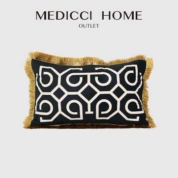 Medicci Namų Lizdo Geometrijos Pagalvėlės Spalvą Europos Retro Stiliaus Minkšta Aksomo Sofa-Chiar Prabanga Aikštėje Pagalvės Užvalkalą Su Kutai