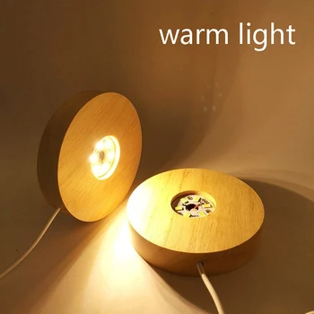 Medienos Šviesos pagrindas Įkraunamas Nuotolinio Valdymo Mediniai LED Šviesos Sukasi Stendas Lempos Laikiklis Lempos Pagrindo Meno Ornamentas Naujas
