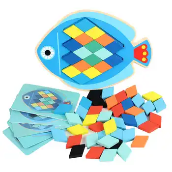 Mediniai Diamond Puzzle Dėlionės Spalvų Pažinimo IQ Žaidimas galvosūkis Švietimo Žaislai Vaikams