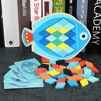 Mediniai Diamond Puzzle Dėlionės Spalvų Pažinimo IQ Žaidimas galvosūkis Švietimo Žaislai Vaikams