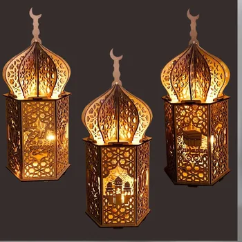 Mediniai Ramadanas Eid Mubarakas Papuošalai Namų Mėnulis LED Žvakės Šviesos decoración de habitación декор для комнаты