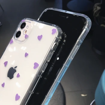 Meilė Širdies Telefono dėklas skirtas iPhone 12 Pro Max 11 Mini XR XS 7 8 Plus SE 2020 atsparus smūgiams Skaidrus, Mados Minkštos TPU Coque