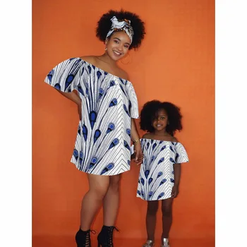 Mergaičių Suknelė Vasaros 2020 Mados Shoulderless Mini Suknelės Vaikams Princesė Šalis Afrikos Dashiki Vaikiška Suknelė Mergina Komplektai