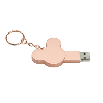 Metalo Mickey USB 2.0 Flash Drive 8GB 16GB 32GB 64GB 128GB 256G Pen Drives Papuošalai Krištolo Karoliai Pendrive USB Key Memory Stick