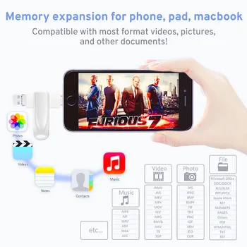Metalo USB 3.0 Flash Drive, iPhone, iPad, iPod, iMac 16gb 32gb 64gb 128gb 3 in 1 Pendrive nuo žaibo/Micro-usb/Kompiuterinė 256 GB