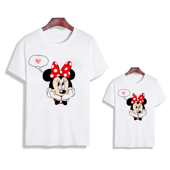 Mickey Mouse Blogas Mickey T Shirts Vasaros trumpomis Rankovėmis Atsitiktinis Balta O-kaklo Tshirts Atitikimo Šeimos Komplektus Šeimos marškinėliai Tee Viršų