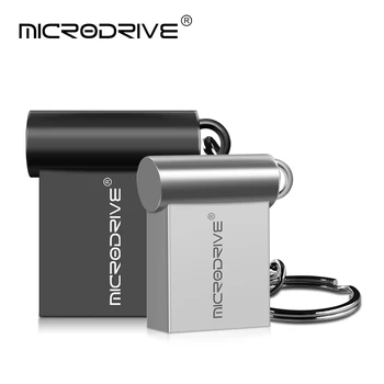 MicroDrive 3 spalvos super mini metalo USB 2.0 32GB 64GB USB Flash Diskas 128GB Pendrive 16GB 8GB Pen Ratai U Disko 