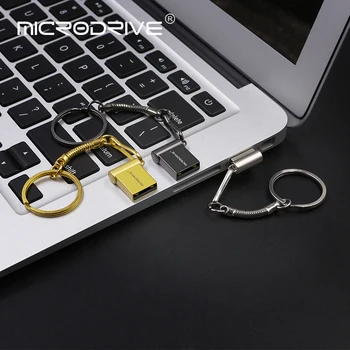 MicroDrive 3 spalvos super mini metalo USB 2.0 32GB 64GB USB Flash Diskas 128GB Pendrive 16GB 8GB Pen Ratai U Disko 