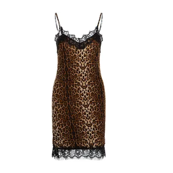 Miega suknelė nustatyti Moterų Seksualių Naktinių Stiliaus Mados Nėriniai Kilpos pižamą Leopard Seksas, apatinis Trikotažas camisola gecelik porno #4