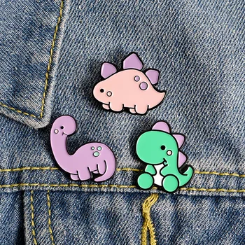 Mielas animacinių filmų gyvūnų dinozaurų emaliuota segė rožinė, violetinė pin lydinio ženklelis drabužių maišą priedai moteris, papuošalai, dovana draugams