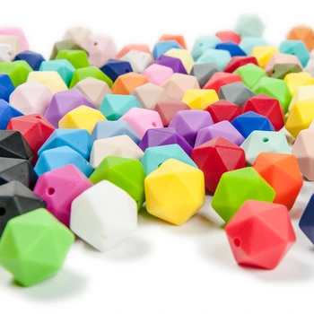 Mielas-idėja 10vnt 17mm silikono icosahedron Granules, slaugos Reikmenys daugiakampio teether chewable kramtyti žaislas priėmimo rankų darbo 