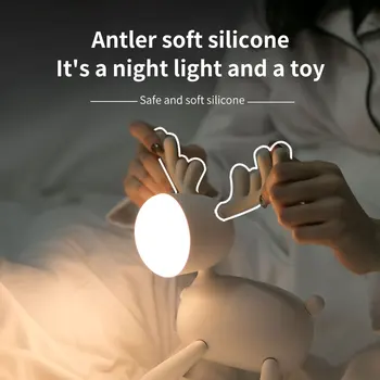 Mielas Naktį Šviesiai Gelsvai Lempa LED, Vaikų Kambario, Lovos, Miegamojo Dekoro elnias Palieskite Jutiklio Minkšta Šilta Balta Laikmatis Miega