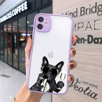 Mielas šuo šuniukas Pug Buldogas Telefono Atvejais Matinis skaidrios Raudonos iPhone 12 Mini 11 Pro XR XS Max 7 8 Plus X Galinį Dangtelį