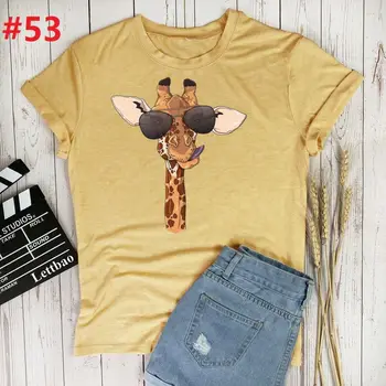 Mielas Žirafa Juokinga Moterų Marškinėliai Graphic Tee Trumpas Rankovės O-Kaklo Moteris Marškinėliai Harajuku Marškinėliai Moterims Prarasti Trumpas Rankovės